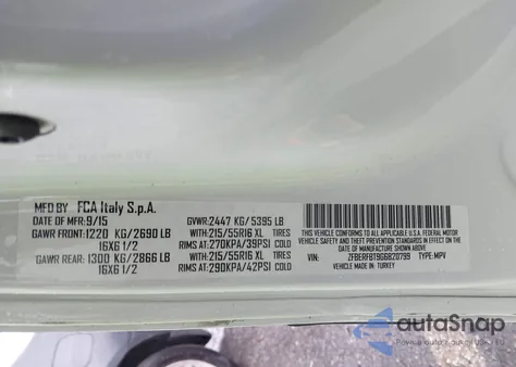 2016 Ram Promaster City Tradesman Slt из США, поврежденный, VIN ZFBERFBT9G6B20799